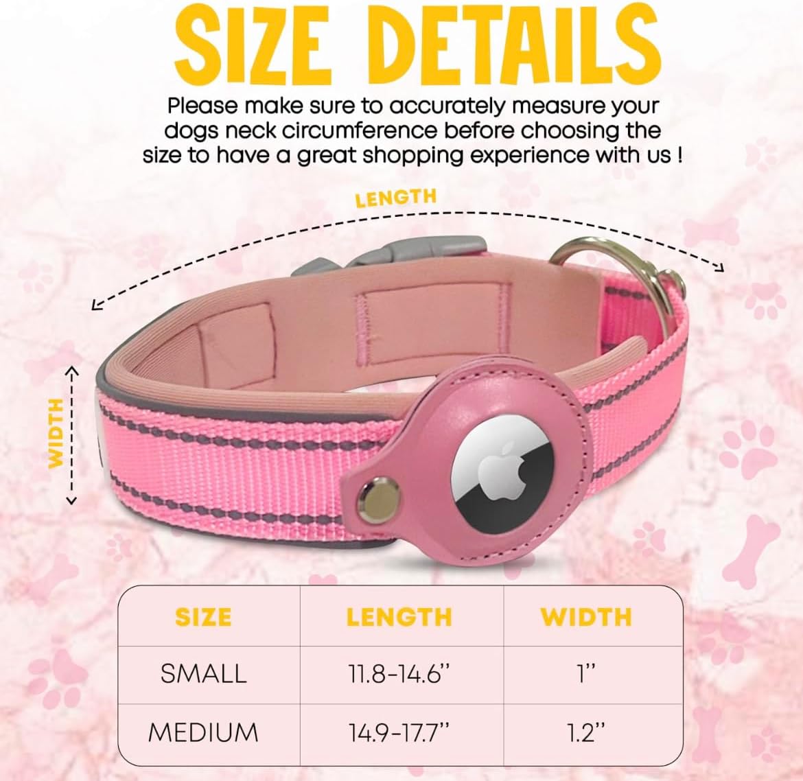 Essential Pet Supplies: Pet Collar for Small Dogs with Reflective AirTag Holder and Secure,Comfortable Padding Bundled with Safe Dog Nail Clippers and Self-Cleaning Dog Brush