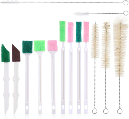 14 PCS Pet Water Fountain Cleaning Kit Supplies Water Fountain Brushes with Compressed Sponge for Most Dog Cat Waters Dispenser