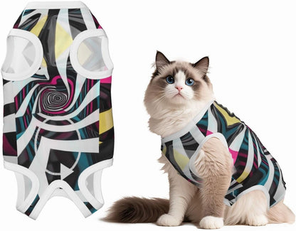 Curved Corridor Dog Surgery Suit Recovery Suit, 100% Cotton Breathable Full Body Dog & Cat Surgical Suit with Cute Prints, Alternative to Cone for Spay Neuter Wound Care, Male & Female Pets Large