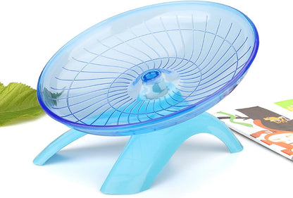 Silent Running Wheel for Small Animals, 7 Inch Flying Saucer Design, Exercise Wheel for Hamsters, Guinea Pigs, Hedgehogs, Blue