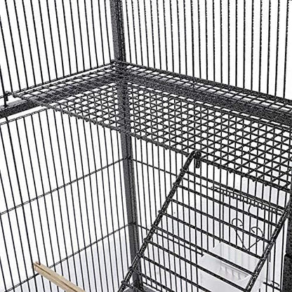 Yaheetech 69-Inch Extra Large Wrought Iron 3 Levels Ferret Chinchilla Sugar Glider Squirrel Small Animal Cage with Cross Shelves and Ladders, Black