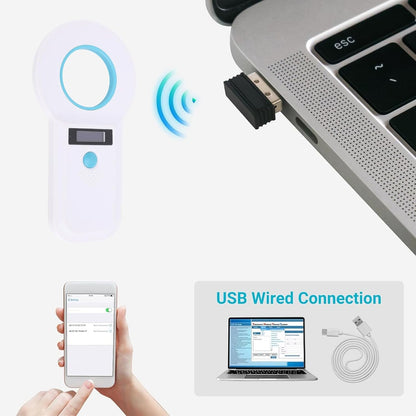 Garosa Dual Frequency Pet ID Reader 134.2kHz 125kHz Handheld Microchip Scanner with OLED Screen Bluetooth USB for Animal Shelter Veterinary Clinic Pet Owner