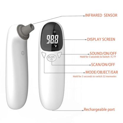 Cat & Dog Thermometer, pet Ear Thermometer, Specially Designed for Pets, Quickly and accurately detects Temperature in 1 Second (White)