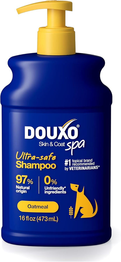 DOUXO Oatmeal Dog Shampoo, Ultra-Safe Hypoallergenic, Deep Hydration, Cleans and Enhances Coat, 16 Fl Oz