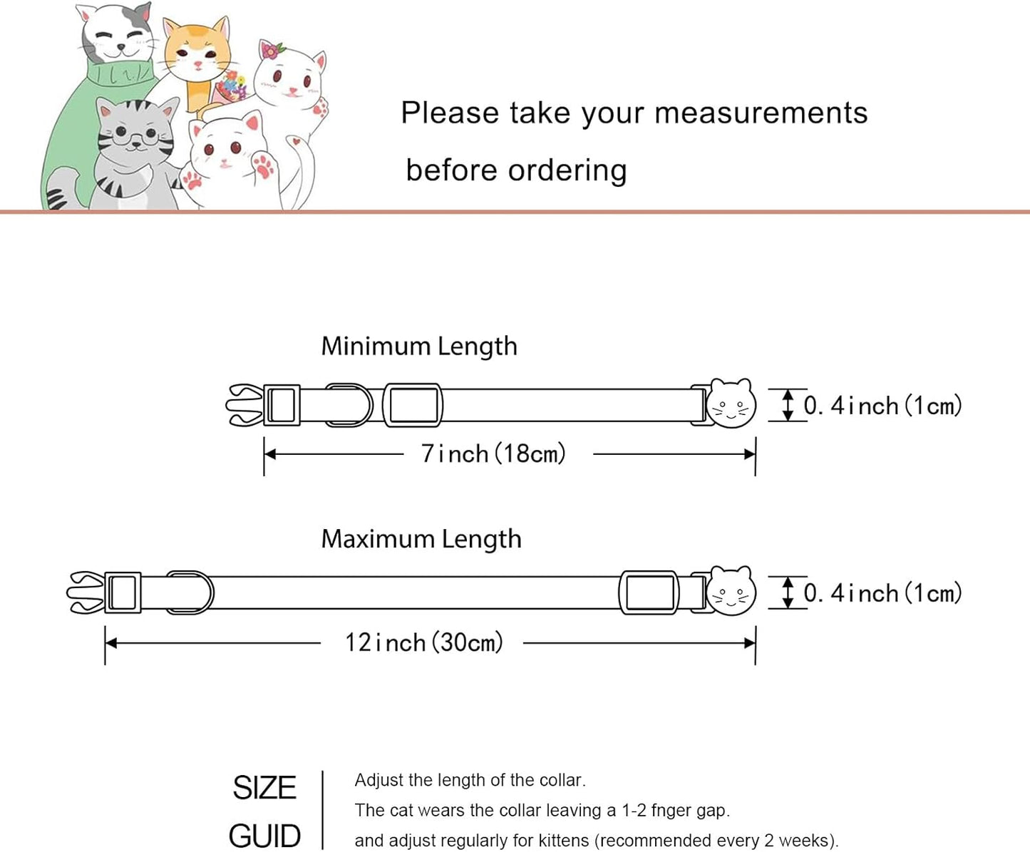 Yizepet Cat Collars with Bells, Breakaway Kitten Collar, Cute Kitty Collar, Pet Supplies Accessories