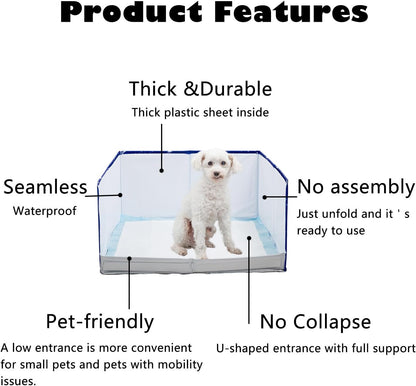 Dog Litter Box with High Walls,Pee Pad Holder Tray for Dog,Indoor Puppy Potty,No Assembly,No Spill,Waterproof,Easy to Clean,Portable for Travel