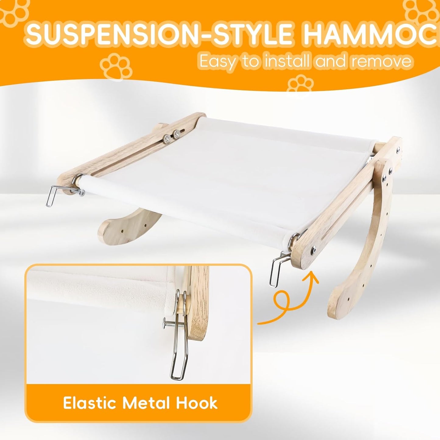 4-in-1, Wooden Cat Window Perch,cat Bed, Sturdy Oak Hammock,Suitable for Indoor Cats to Rest and Play. It can be Used as a Hammock, a Resting Area by The Window, a Cats Bed, a cat Rocking Toy