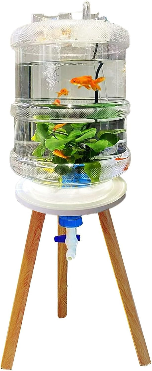 Aquarium Starter Kit, 20l Fish Tank - Bottom Drain Valve Design, Easy To Change Water And Clean, With Stand, Aquarium Bucket, Faucet, Oxygen Pump, Filter, Light, Drain (Size:Aquariums and accessories)