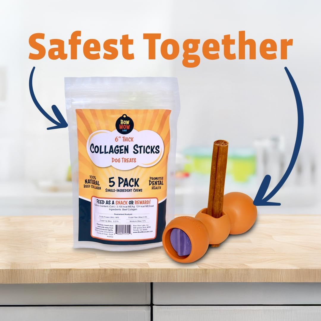 Bow Wow Labs 12" SafeFit Collagen Sticks for Dogs 5 Pack/Thick – All-Natural Chews for Joint, Gut, Bone & Oral Health