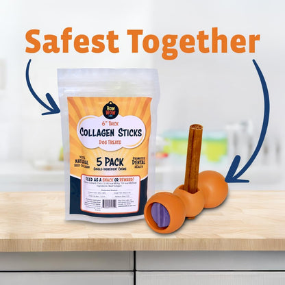 Bow Wow Labs 12" SafeFit Collagen Sticks for Dogs 5 Pack/Thick – All-Natural Chews for Joint, Gut, Bone & Oral Health