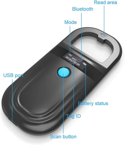 Microchip Scanner,Animal Chip Scanner Pet Tag Reader FDX B EMID Dual Frequency for Dog Cat Pig (Black)