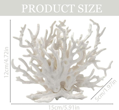 2 Pcs Artificial Aquarium Coral Reef Decor Faux Fish Tank Decoration Ornament Landscape Accessories White