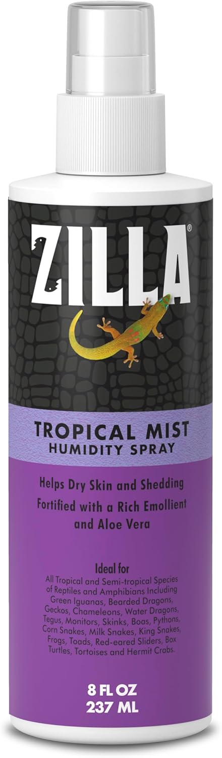 Zilla Tropical Mist Humidity Spray, Ideal for All Tropical Reptiles and Amphibians, Fortified with Aloe Vera