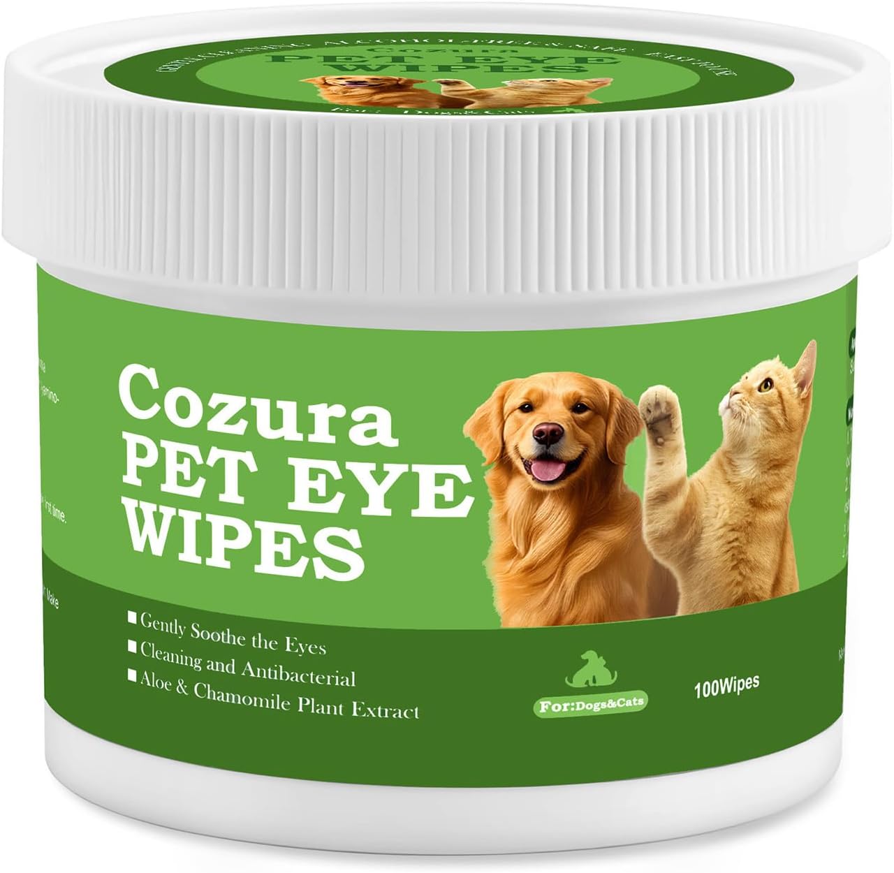 Pet Eye Wipes for Dogs & Cats – 100 Count | Gently Removes Tear Stains, Eye Discharge, Crust, Dirt & Odor | Soft Hypoallergenic Pads for Eyes, Wrinkles & Facial Folds