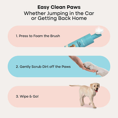 Uproot Clean Muddy Pet Bundle: QuickClean Gloves Pro Wipes for Paws and Butt (and Everything Else) Plus On-The-Go Dog Paw Cleaner Brush with Foam - The Mess-Free Way to Get Back Home After Adventures