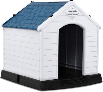 Giantex Dog House for Medium Dogs, Waterproof Plastic Dog Houses with Air Vents and Elevated Floor, Easy to Assemble, Outdoor Cat House Feeding Station Indoor Patio Backyard Dog Kennel House