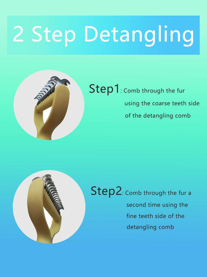 Dematting Comb for Dogs/Cats, 2-Sided Undercoat Detangler Brush for Shedding, Matted Hair & Fur Remover, Painless Pet Grooming Rake with Non-Slip Handle (Yellow,Large)