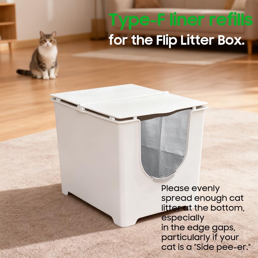 4 Pack Litter Box Liners F Compatible with Flip Litter Box Liner Type F, Reusable Liner Type-F with Carrying Handles