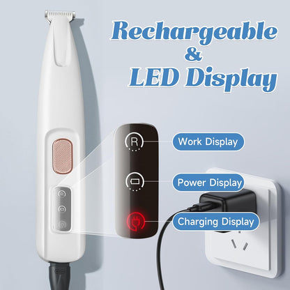 Dog Paw Trimmer Electric, Pet Paw Trimmer with LED Light, Professional Cordless Pet Clippers Rechargeable, Paw Cleaner - Grooming Shaver for Dog's & Cat's & Rabbit's Feet Eyes Face Ears Rump Hair