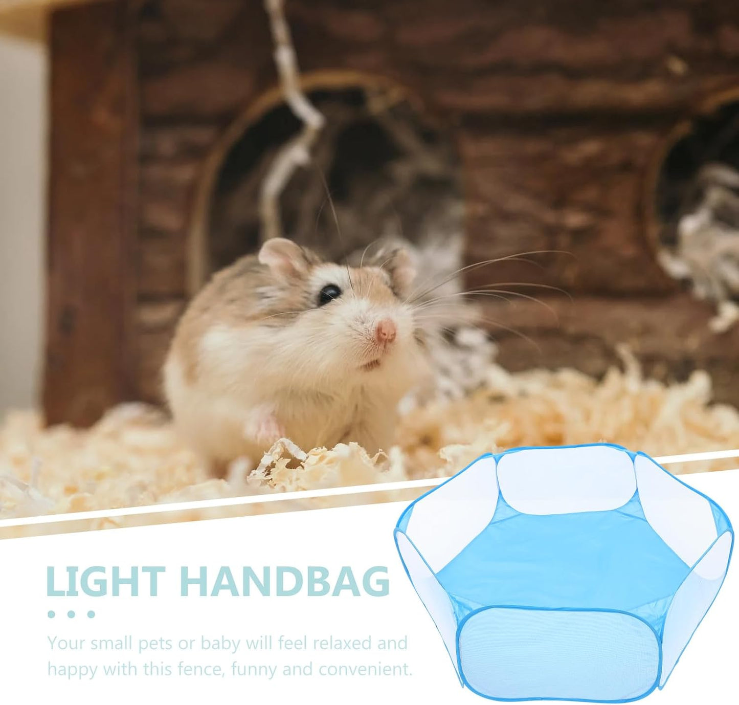 Foldable Hexagonal Pet Playpen Safety Fence with Polyester Mesh, Small Pets Exercise Pen for Indoor Outdoor Use, Portable Puppy and Kitten Pen in Blue