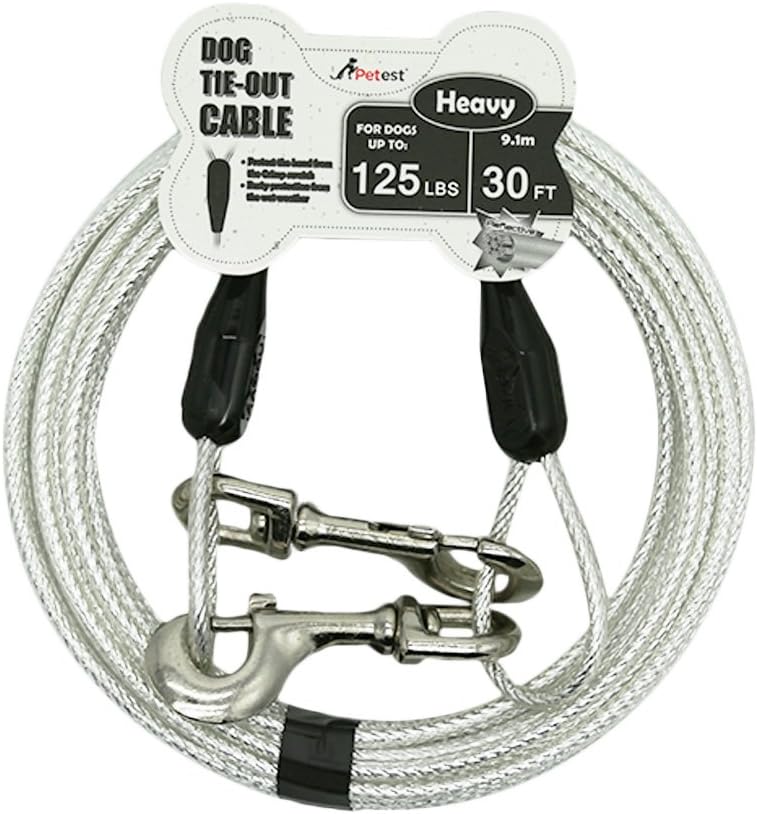 Petest 30ft Reflective Tie-Out Cable for Heavy Dogs Up to 125 Pounds