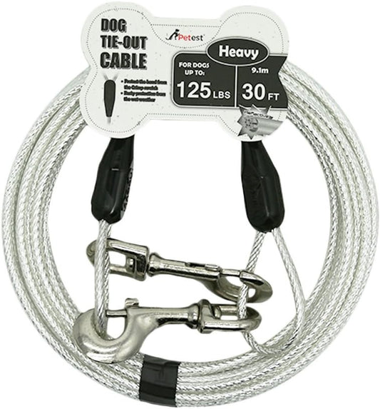 Petest 30ft Reflective Tie-Out Cable for Heavy Dogs Up to 125 Pounds