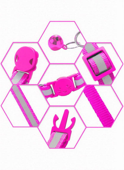 2 Pack Breakaway Cat Collars with Bells, Reflective Design and Claw Print Design, Safety Buckle, Adjustable 7.5-12.5 Inches for Kittens & Cats (Rose)