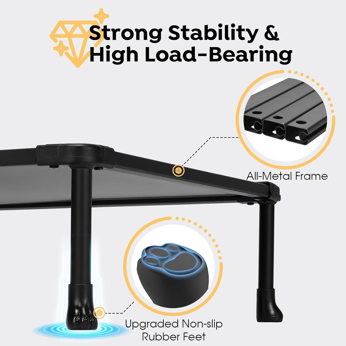 Veehoo Chew-Proof Elevated Dog Bed, Durable Training Platform for Large Dogs, Indoor Outdoor Raised Pet Cot, Grey, 41x27inches, Model CWC2420CP