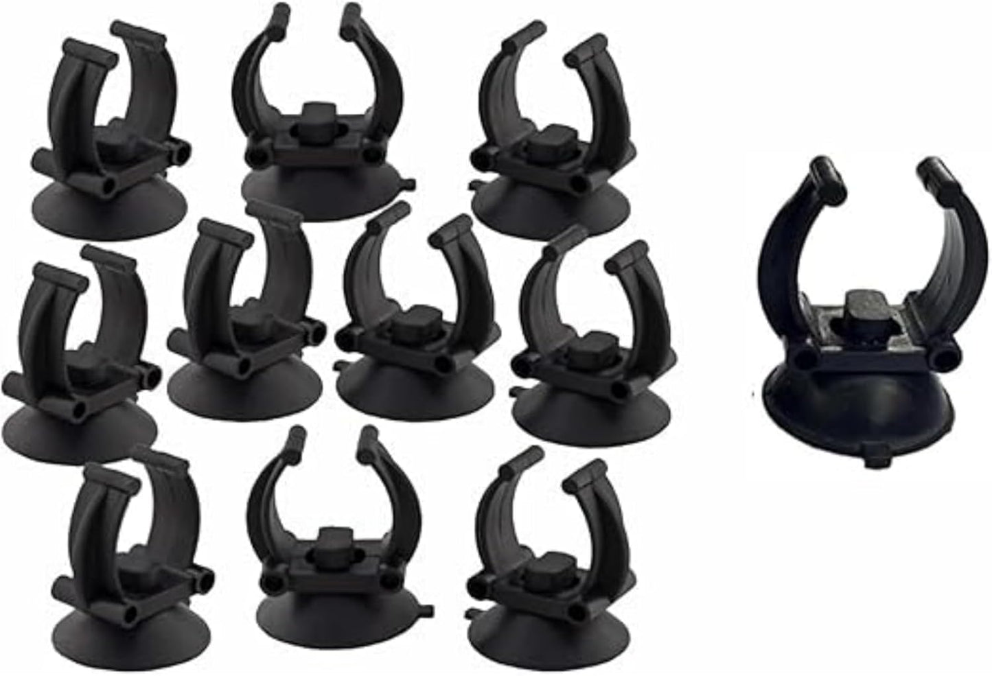 10Pcs Aquarium Suction Cup Clips, 18-22mm, Black, Universal Fish Tank Holders for Heaters, Pumps, Filters and Hood