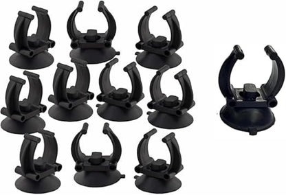 10Pcs Aquarium Suction Cup Clips, 18-22mm, Black, Universal Fish Tank Holders for Heaters, Pumps, Filters and Hood