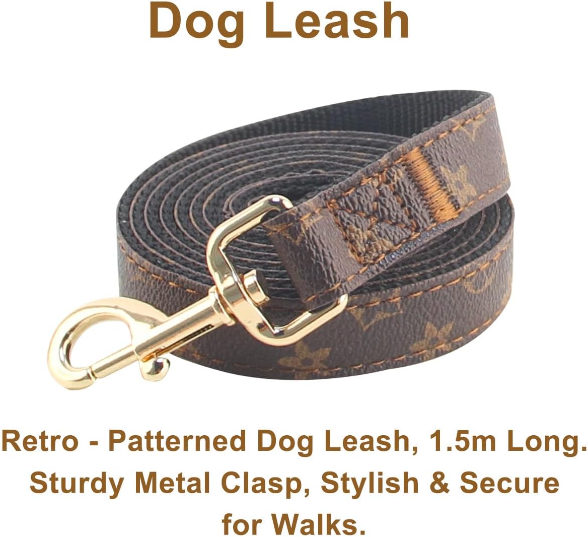 Dog Collar Harness and Leash-Adjustable and No Pull pet Harness for Dogs with Plastic Buckle, Stylish Pattern for Small Medium or Large Boy and Girl Dog