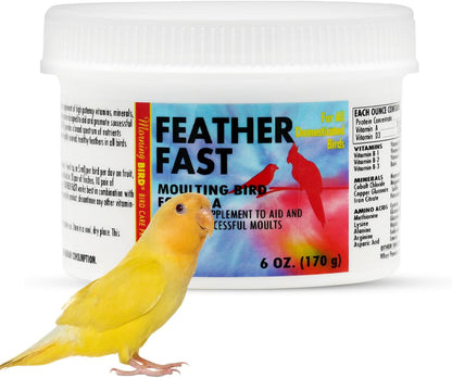 Morning Bird Feather Fast 6 Oz – Multi-Vitamin During Molt - Molting Support Supplement for Birds – Amino Acid & Vitamin Powder Formula– Promotes Feather Growth, and Full Plumage – for All Adult Birds