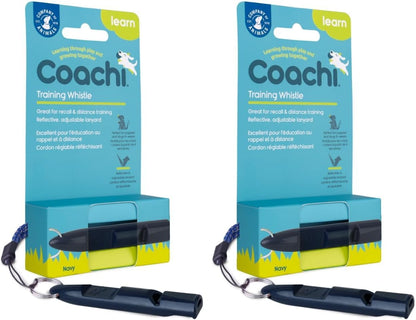 Coachi Training Whistle, Ideal for Obedience and Recall Training, Strong Clear Sound, Lightweight Polymer Material and Compact, Adjustable Reflective Lanyard, Suitable for Puppy & Dog Training (Navy)
