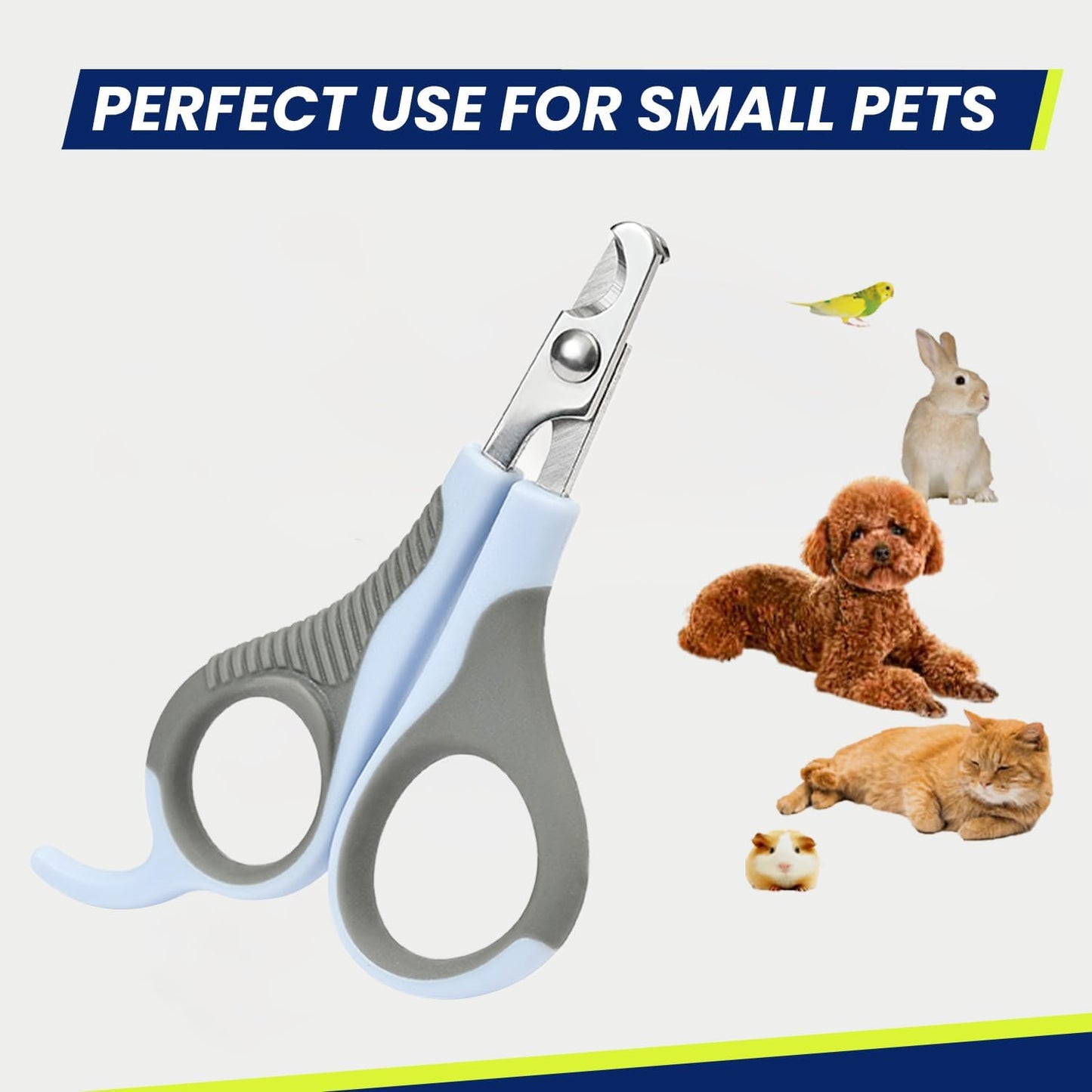 WePet Pet Nail Clippers U07.2, Professional Claw Trimmer, Scissor for Cats, Puppies, Kittens, Hamsters, Rabbits and Small Animals, Sharp, Safe, Small, Grey/Blue