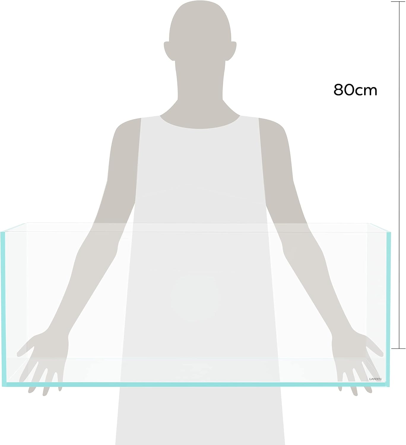 LANDEN 90S 39 Gallon Shallow Tank Rimless Low Iron Tank 35.4" L × 19.7" W × 14.2" H (90cm x 50cm x 36cm); 10mm Thickness Aquascape Fish Tank, Black Leveling Mat Included