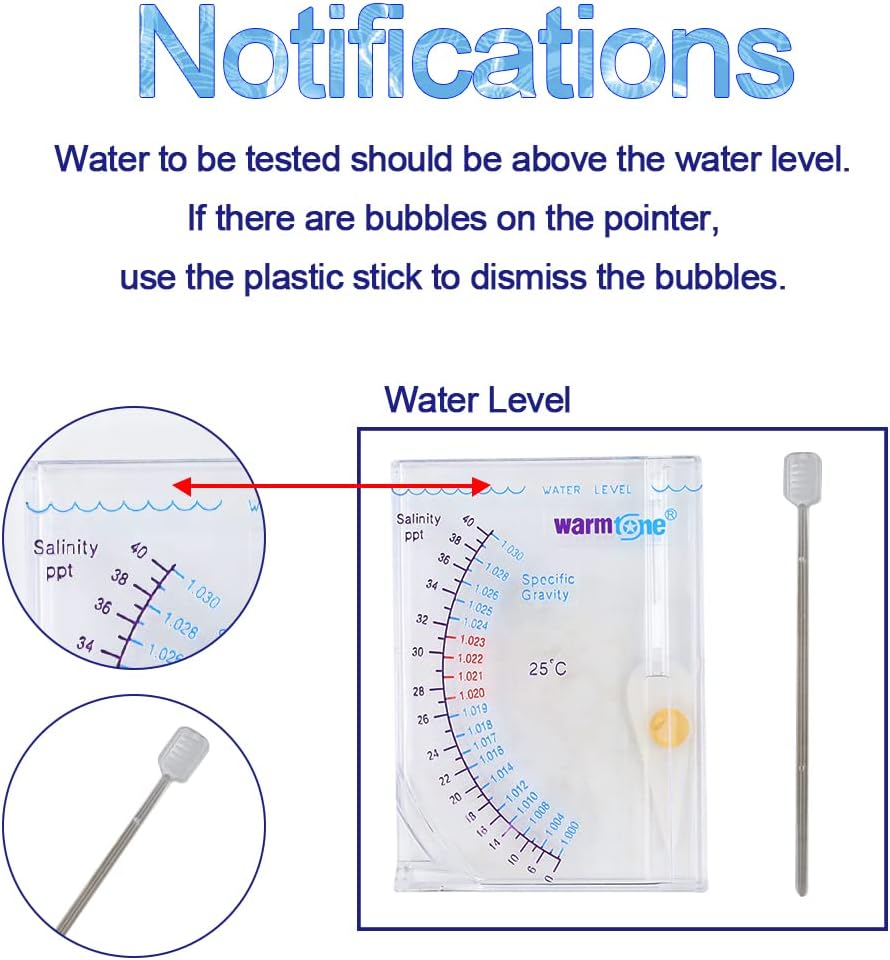 Abnaok Salinity Tester, Sea Specific Gravity Test for Fish Tank Pond Water Saltwater Freshwater, Accurate Automatic Hydrometer