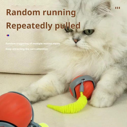 Bytewave Speedy Tail 3.0 is a Smart, Rolling cat Toy with 360° Motion, Feather Tails, and USB Charging. Two Modes Keep Indoor Cats Active, Entertained, and Engaged. Includes red and Blue Balls. (Blue)