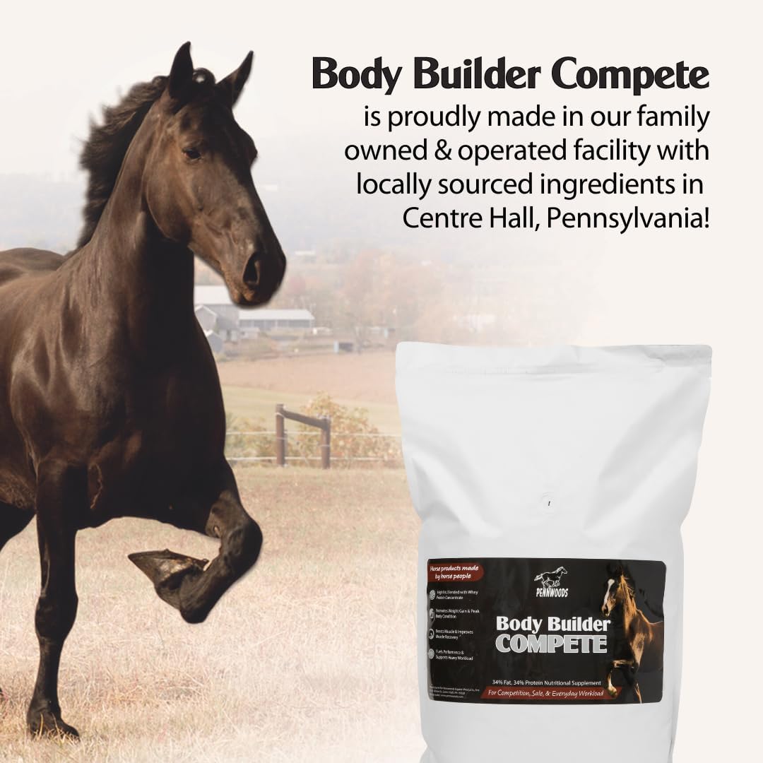 Pennwoods Body Builder Compete: Advanced Horse Weight Gain Supplement, Designed for Competition and Sale, 11lb Bag
