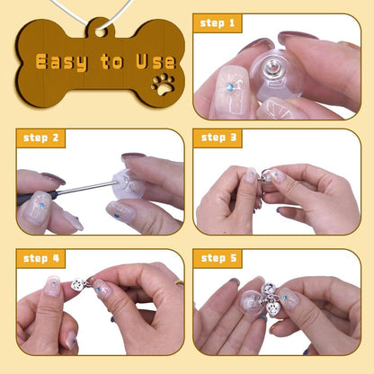 Dog Fur Memorial Necklace Pet Hair Mini Glass Ball Keepsake with Love Pendant Stainless Steel Chain Small Urn Handmade Jewelry DIY Gift for Dog Lover(Silver)