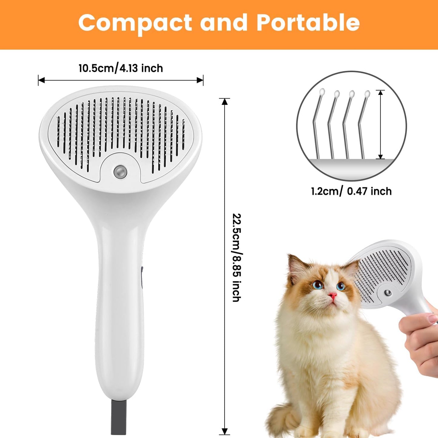 4 in 1 Cat Steam Brush, Rechargeable Pet Spray Hair Removal Comb, Self Cleaning Pet Brush for Indoor Long & Short Haired Pets, Cat Brushes for Shedding, Grooming, Cleaning and Massage