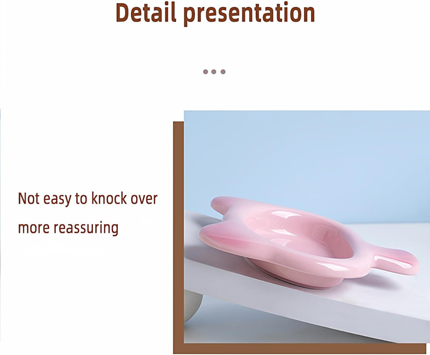 Pink Gradient Ceramic Cat Dish with Handle, 7.68-Inch Length,6.69-Inch Wide and 1.18-Inch Tall Saucer with 7.07-Ounce Capacity Cute Ears Shaped Pet Bowl for Cats and Small Dogs(Pink)