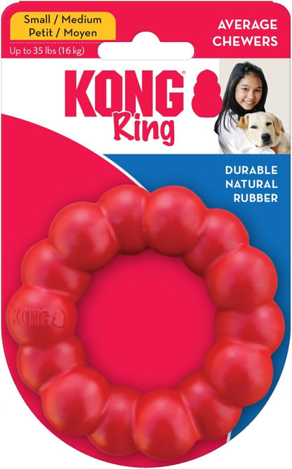 KONG Ring - Natural Rubber Ring Toy for Healthy Chewing Habits - Chew Toy Supports Dog Dental Health - Dog Toy Supports Instincts During Playtime - for Small/Medium Dogs