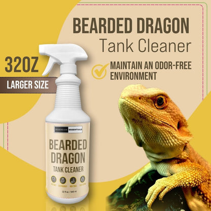 Bearded Dragon Tank Cleaner – 32oz No-Rinse Cage & Habitat Spray – Fast Odor Eliminator & Waste Remover – Pet Safe, Non-Toxic Formula – Easy Terrarium Cleaning – Made in USA