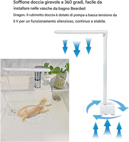 Bath Dragon Bearded, Dragon Beard Shower - Bearded Dragons Shower Cleaning Tools | Pet Supplies, Electric Shower 360 Rotation for Small Animals