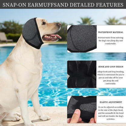 2026 New Dog Ear Muffs (Thickened) for Noise & Bath - Waterproof Protection with Elastic Calming Hoodie, Grooming & Anxiety Relief, Suitable for Various Occasions - Outdoor and Home (L)