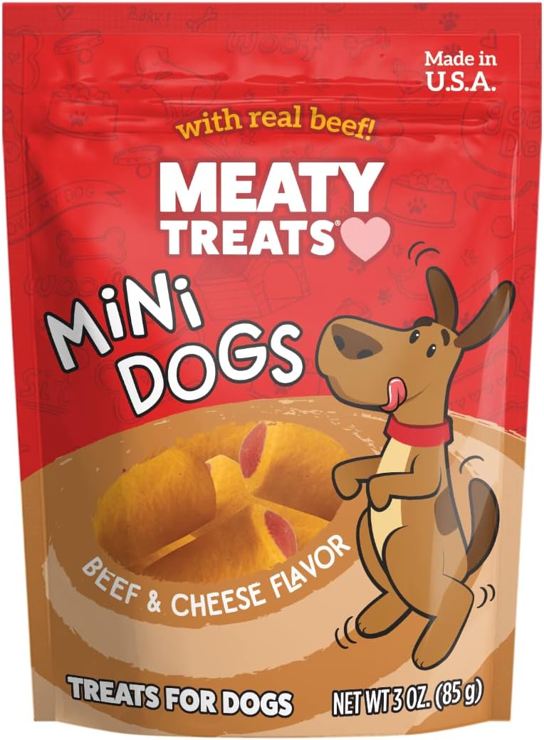 Meaty Treats Mini Dogs Beef & Cheese Flavor Soft & Chewy Dog Treats, 3-oz. (Pack of 16)