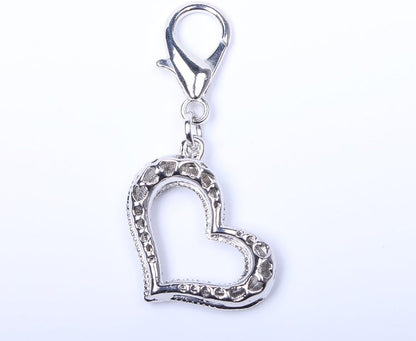 Bling Rhinestones Heart Charm Pendant Jewelry for Pet Dog Cat Puppy Necklace Collar Accessory