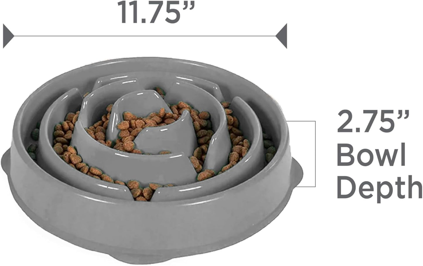 Outward Hound Large Slow Feeder Bowl, Puzzle Maze for Fast Eaters, Medium to Large Dogs, Helps Prevent Bloat & Aid Digestion, Holds 4 Cups Wet or Dry Food, Non-Slip, Made Without BPA, Gray