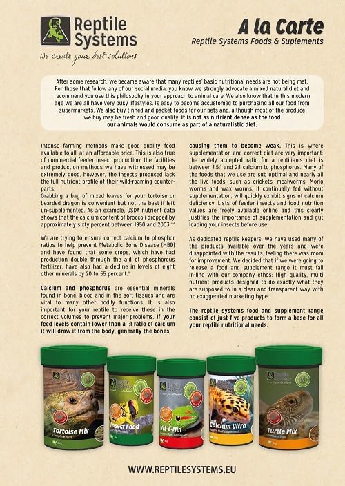 Reptile Systems À La Carte Insect Food – 2.1 oz Dried Insect Blend for Reptiles, Amphibians & Insectivores – Encourages Natural Feeding – Ideal for Supplemental Diet Use