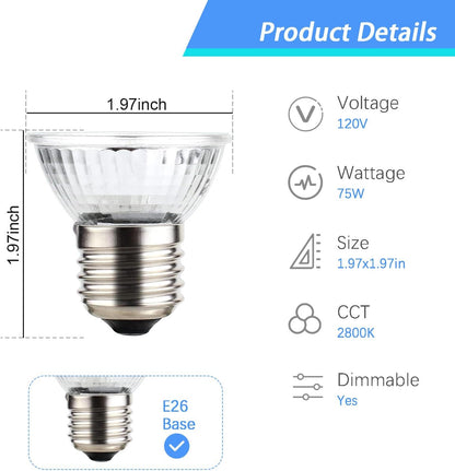2-Pack 75W UVA Bulbs, Light Turtle Heat Lamp for Reptiles and Amphibian Tanks, Terrariums and Cages, Fit E26 Heat Reptile Lamp,Works with Various Lamp Fixtures,for Lizards, Snakes, Turtles
